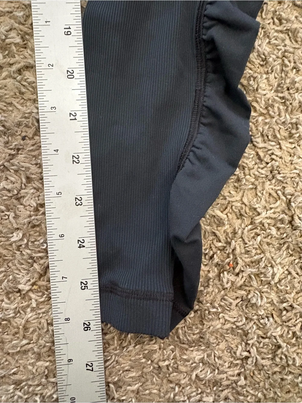 Lululemon Run Inspire Tight Reflective Ruffles Black Blue Rear Zip Sz 4
